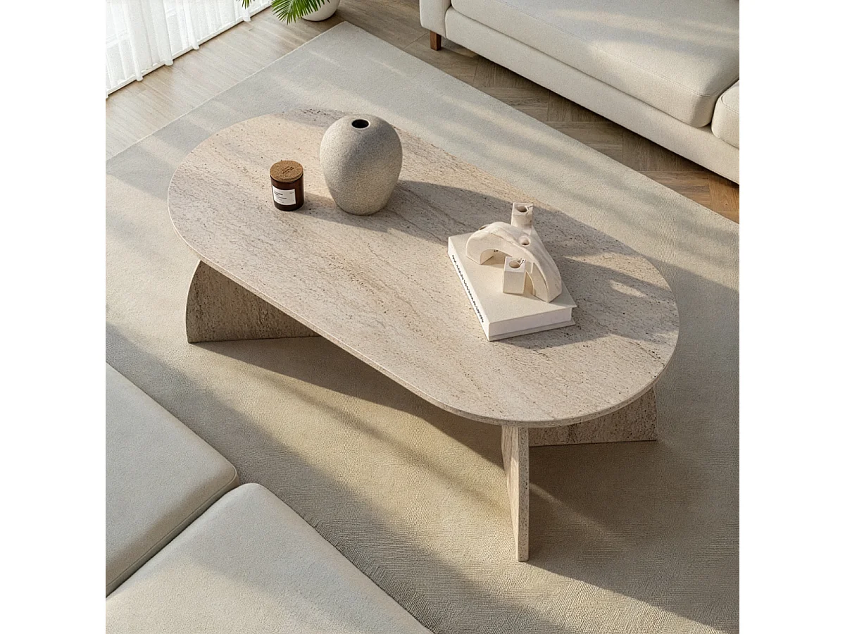 Couchtisch mit ovaler Platte und geschwungenen Beinen L120 cm - SELENE