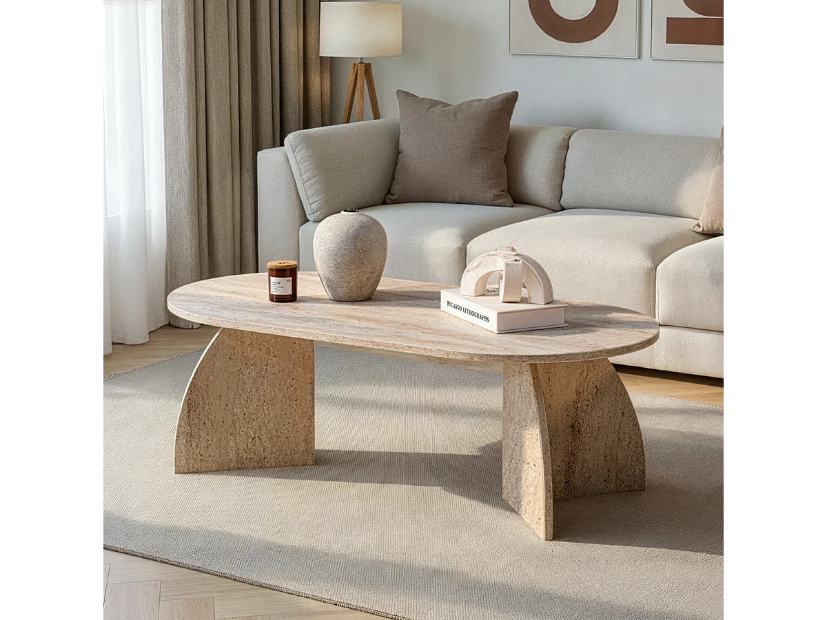 Table basse avec plateau ovale et pieds courbés L120 cm SELENE