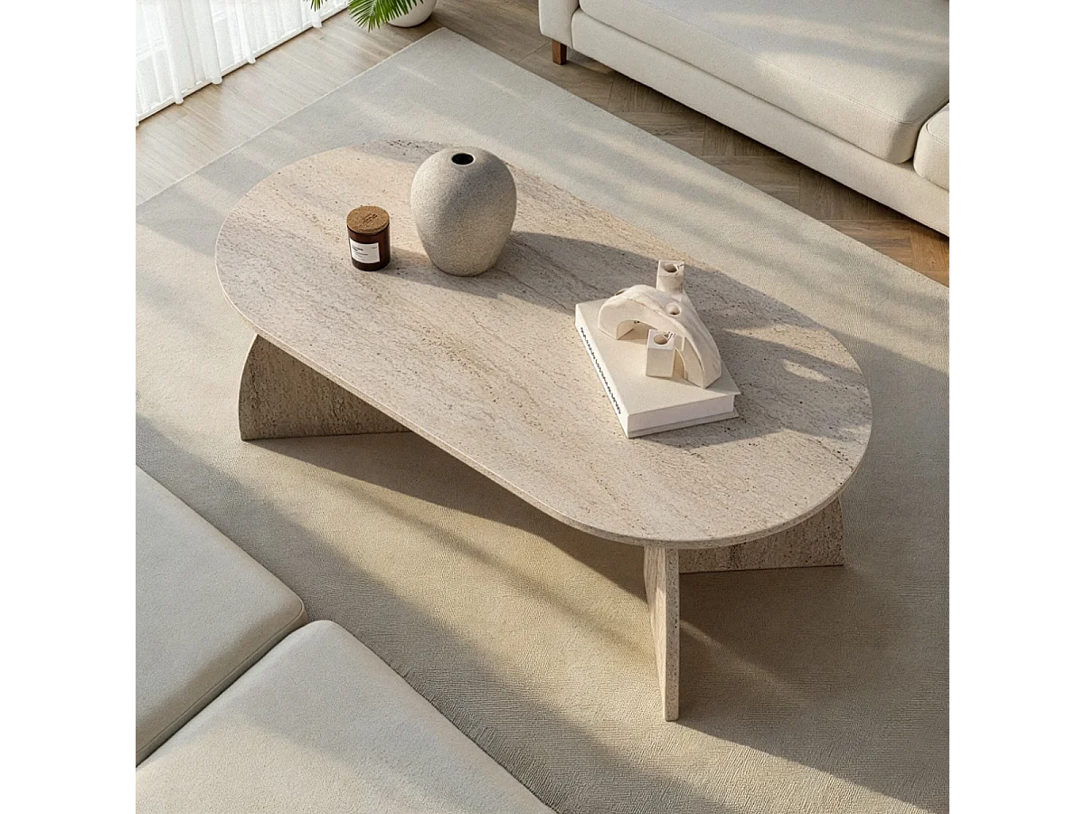 Table basse avec plateau ovale et pieds courbés L120 cm SELENE