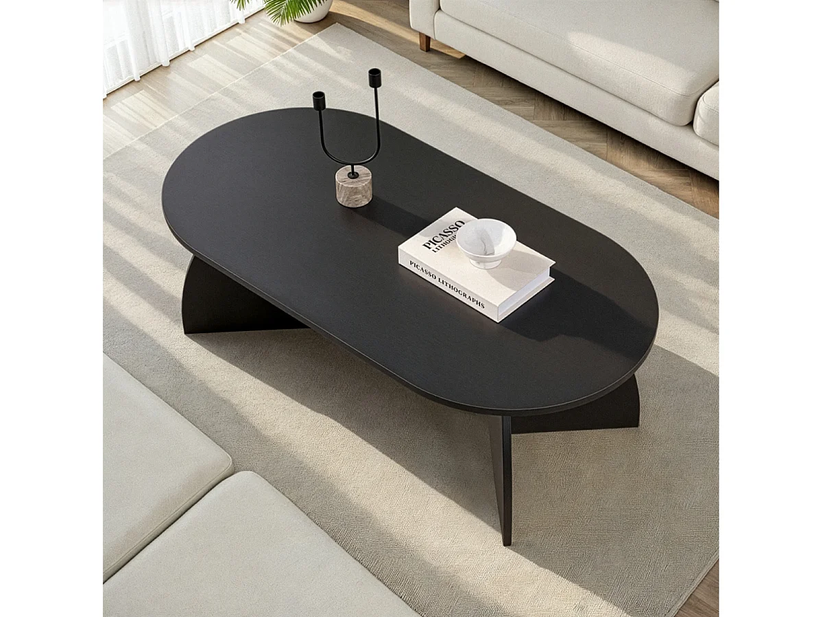 Couchtisch mit ovaler Platte und geschwungenen Beinen L120 cm - SELENE