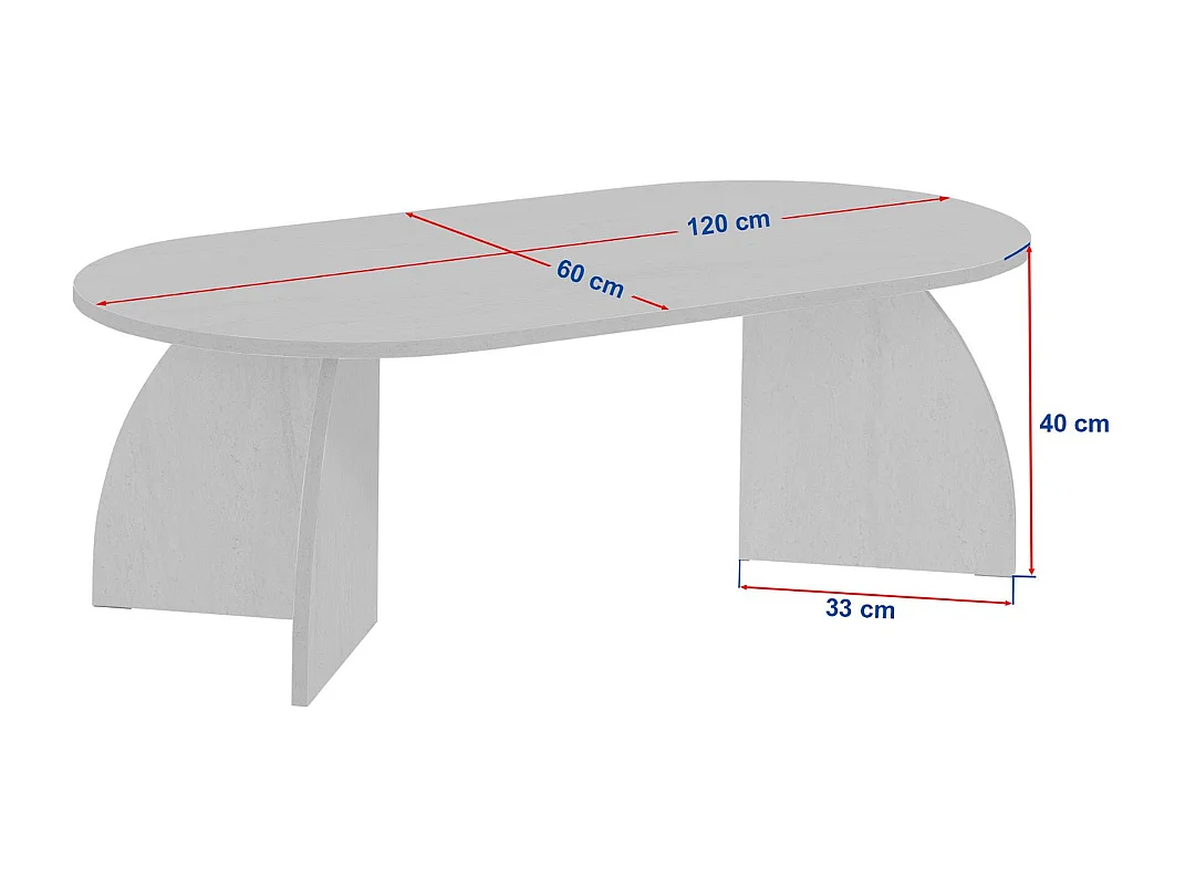 Couchtisch mit ovaler Platte und geschwungenen Beinen L120 cm - SELENE