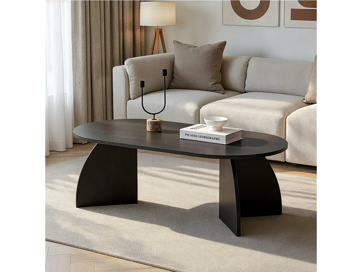 Table basse avec plateau ovale et pieds courbés L120 cm SELENE