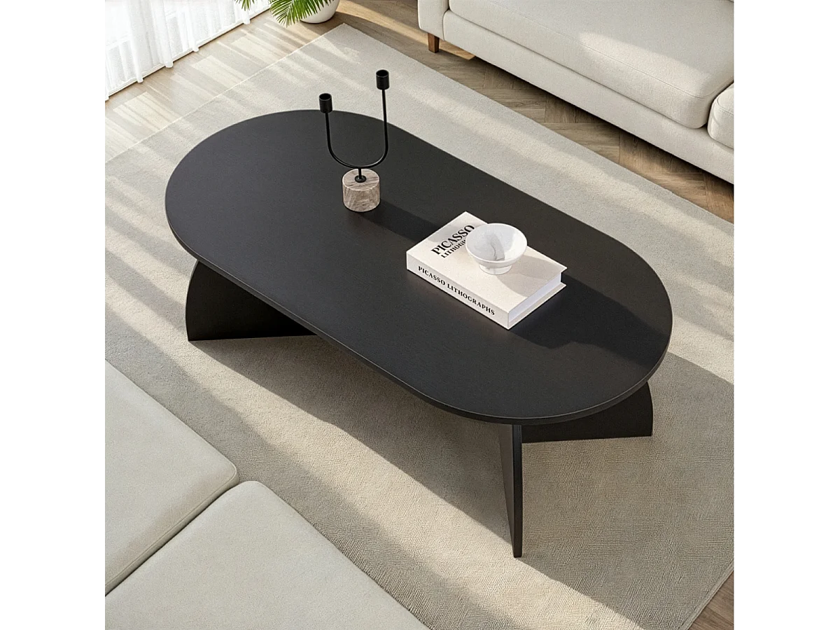 Table basse avec plateau ovale et pieds courbés L120 cm SELENE