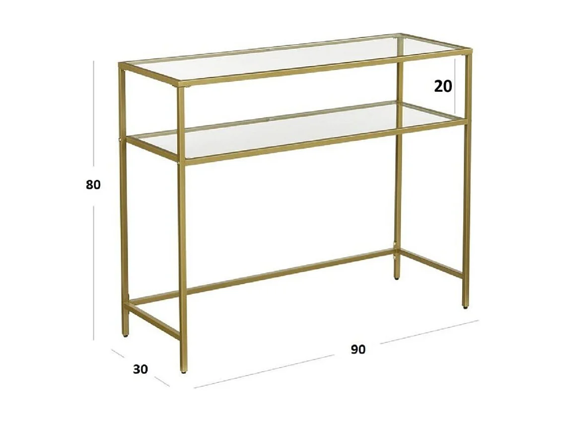 Metallkonsole mit 2 Regalen aus gehärtetem Glas L90 cm - SELIA