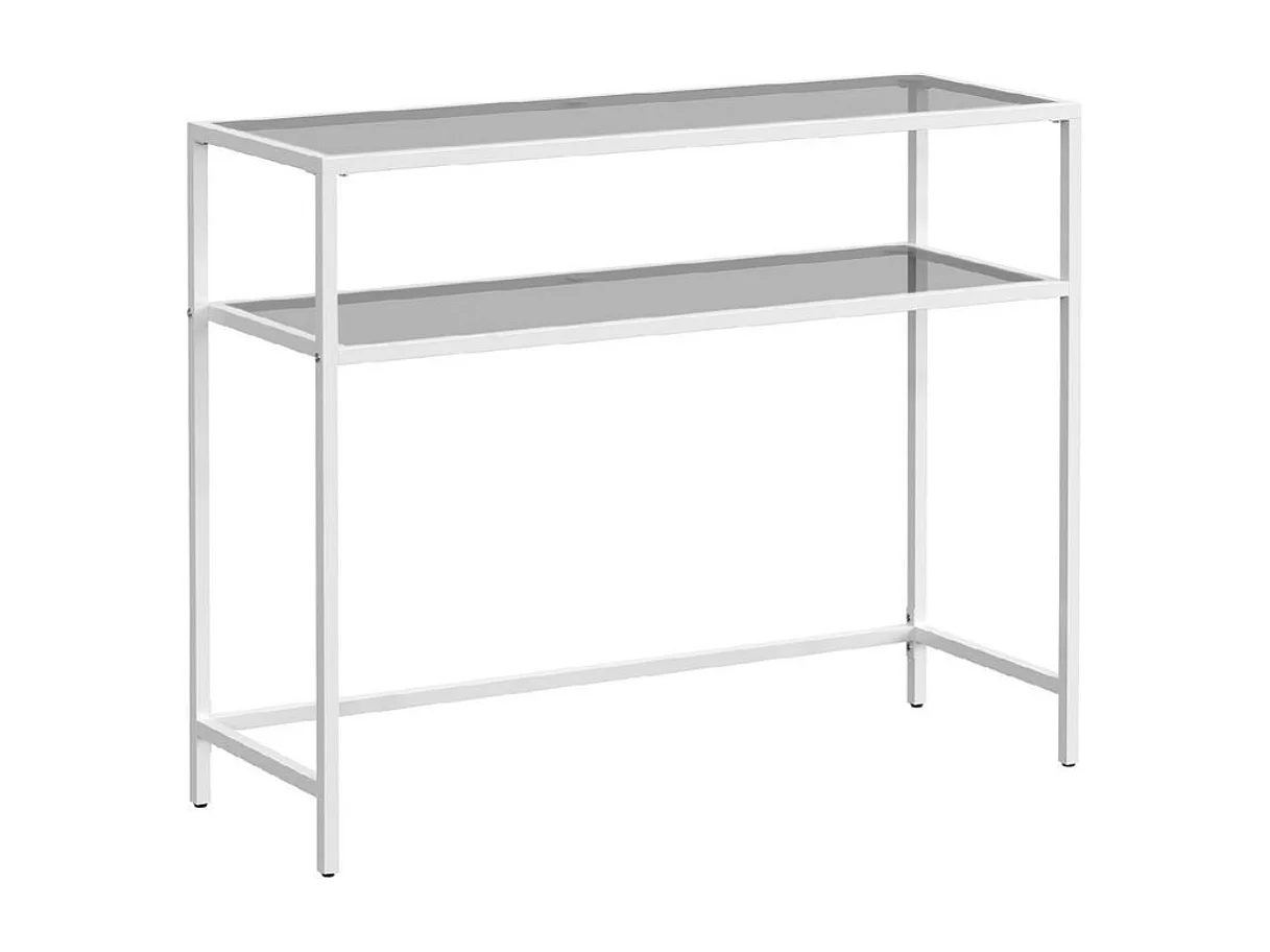 Console en métal avec 2 tablettes en verre trempé L90 cm - SELIA