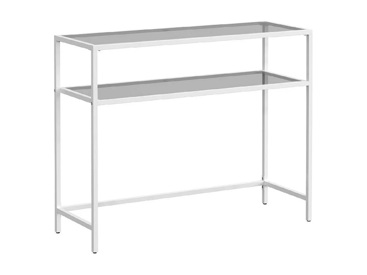 Console en métal avec 2 tablettes en verre trempé L90 cm - SELIA