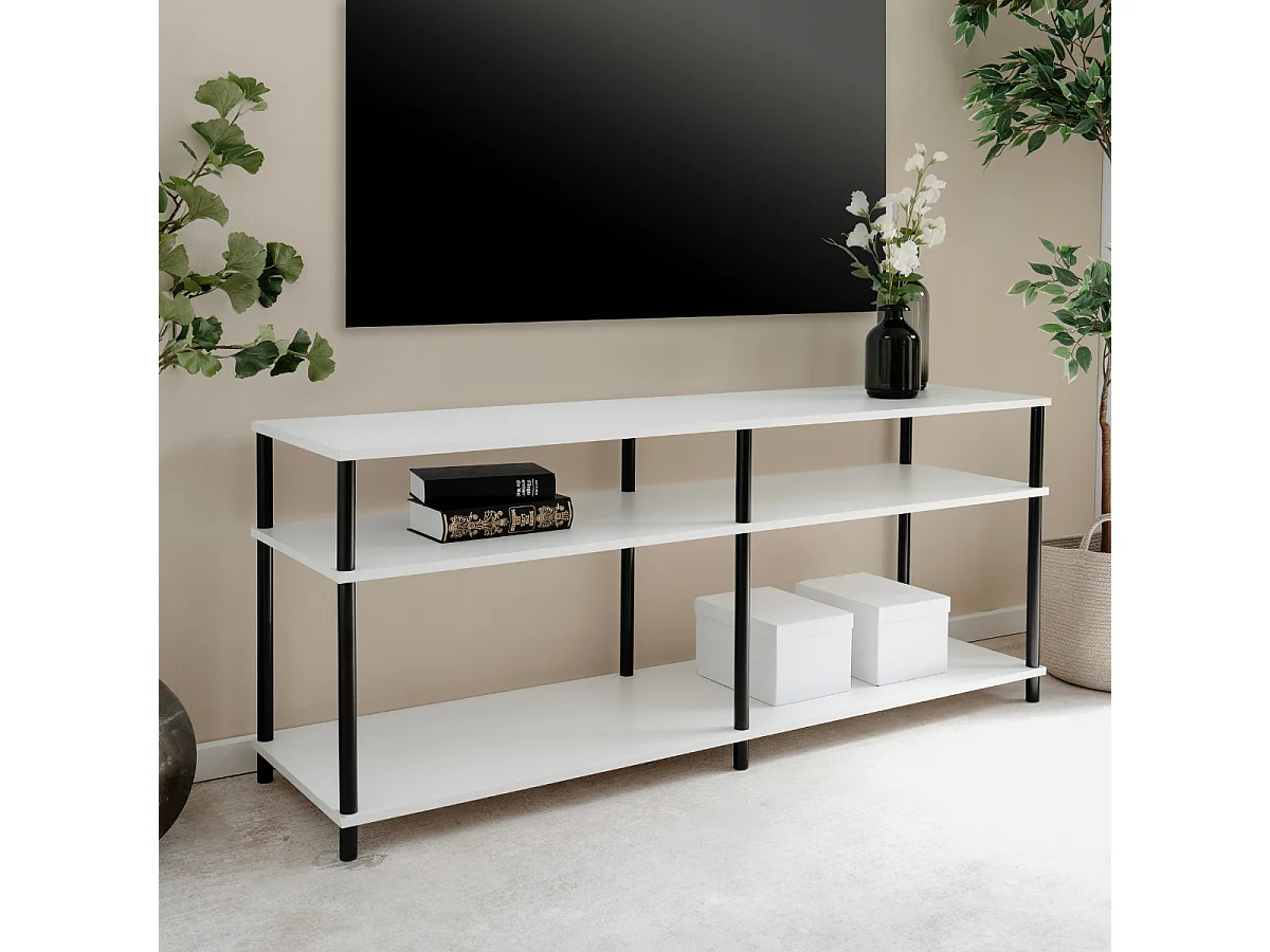 Meuble TV 4 niches ouvertes L140 cm - NÉO