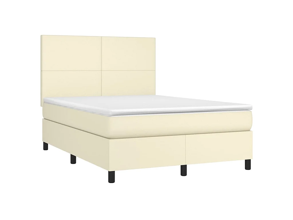 Sommier à lattes de lit avec matelas et LED Crème 140x190 cm