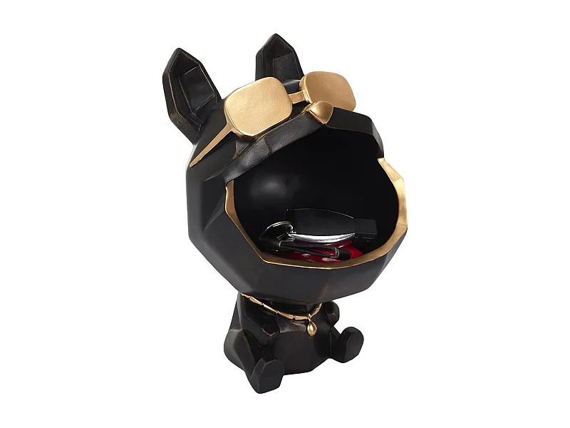 Vide-Poche Chien à Lunettes Géométrique Noir et Or - LOOKY