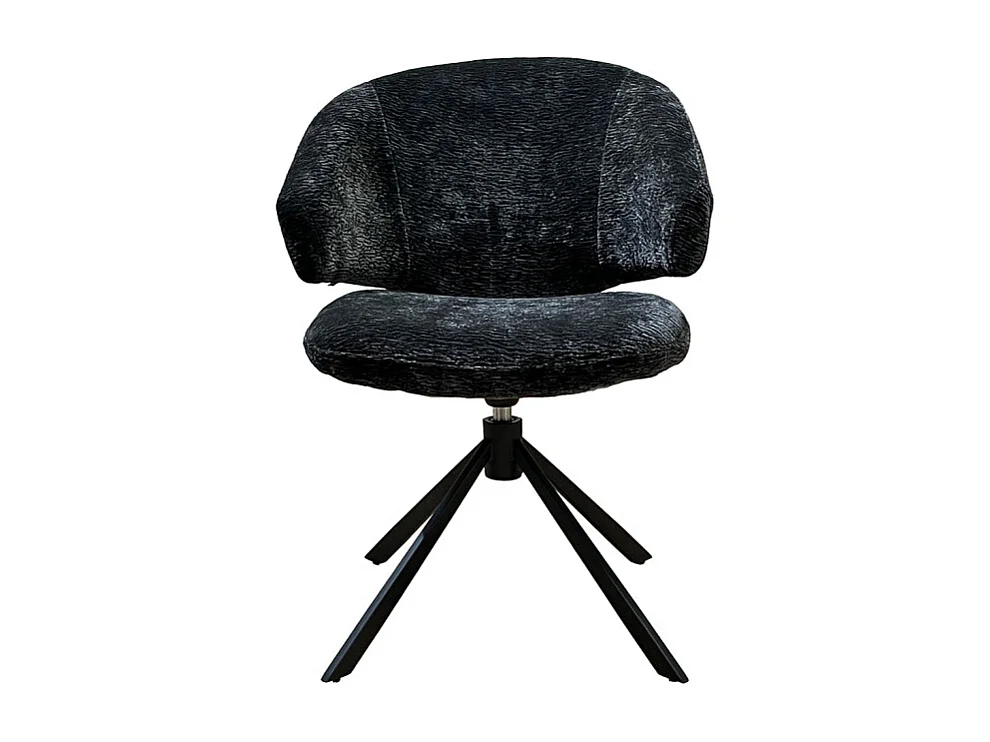 Chaise pivotante tissu velours gris foncé et pieds métal – NORA