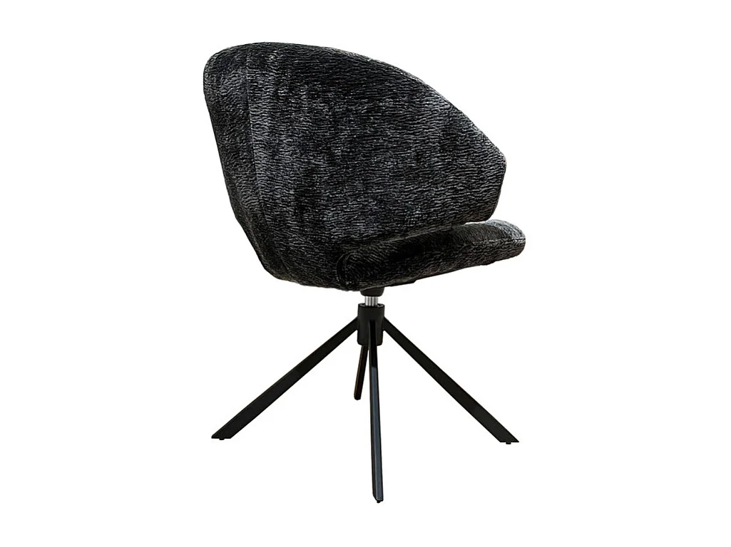 Chaise pivotante tissu velours gris foncé et pieds métal – NORA