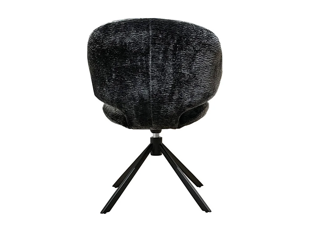 Chaise pivotante tissu velours gris foncé et pieds métal – NORA