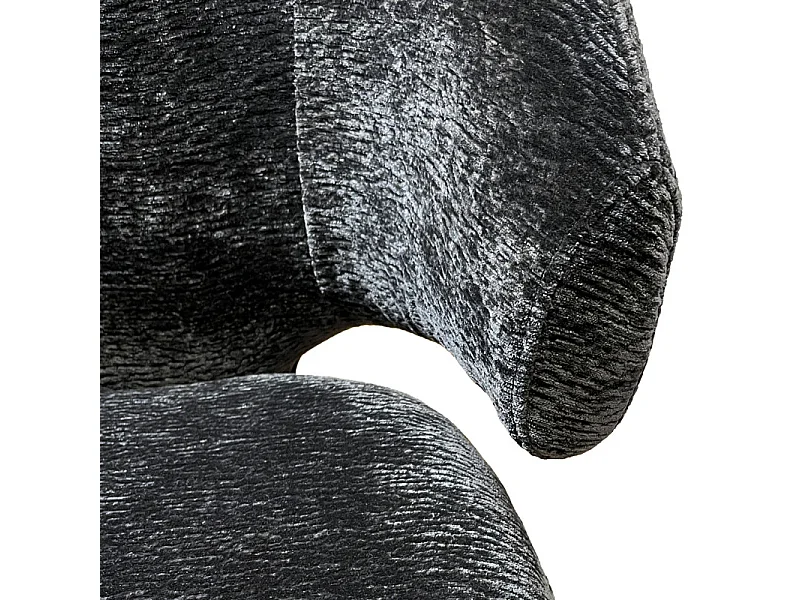 Chaise pivotante tissu velours gris foncé et pieds métal – NORA