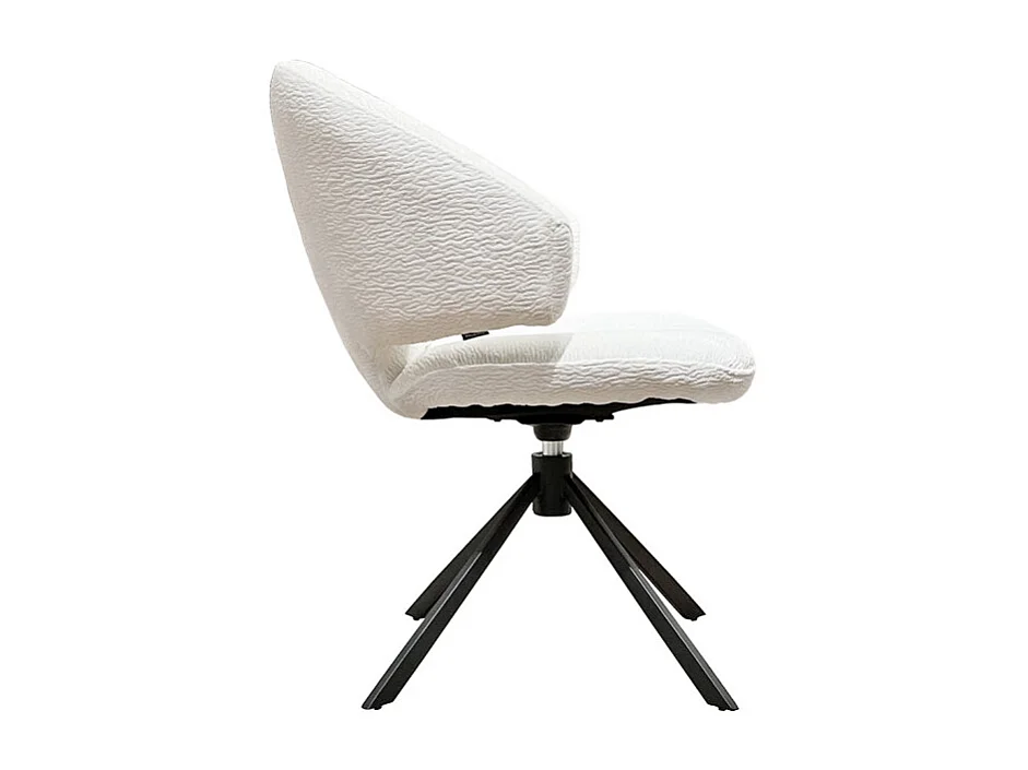 Chaise pivotante tissu velours écru et pieds métal noir – NORA