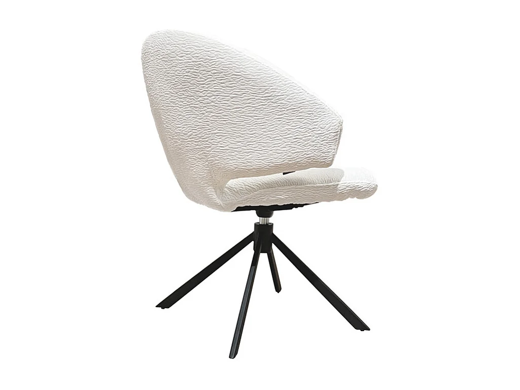 Chaise pivotante tissu velours écru et pieds métal noir – NORA