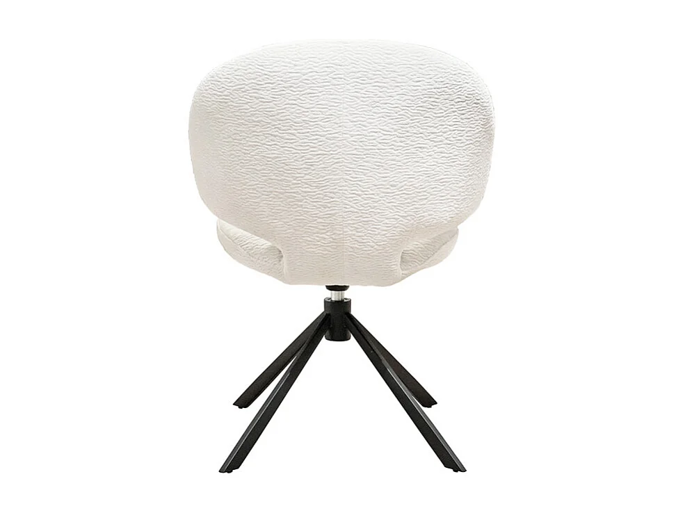 Chaise pivotante tissu velours écru et pieds métal noir – NORA