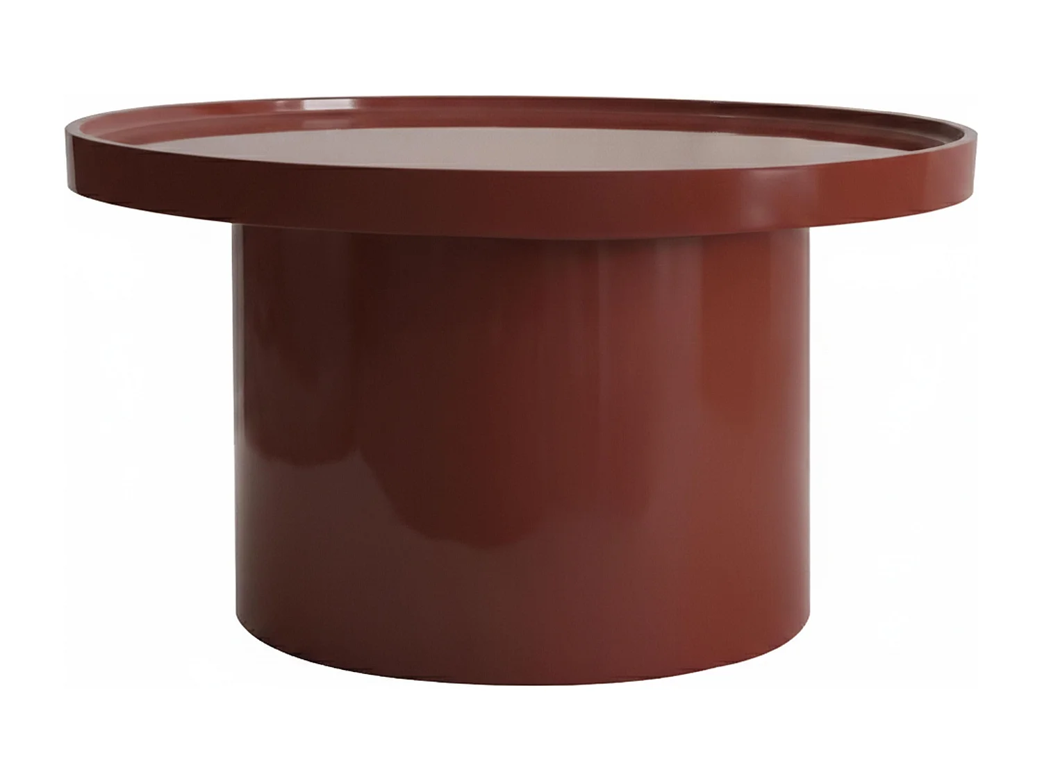 Table basse ronde 70 cm en MDF effet laqué bordeaux