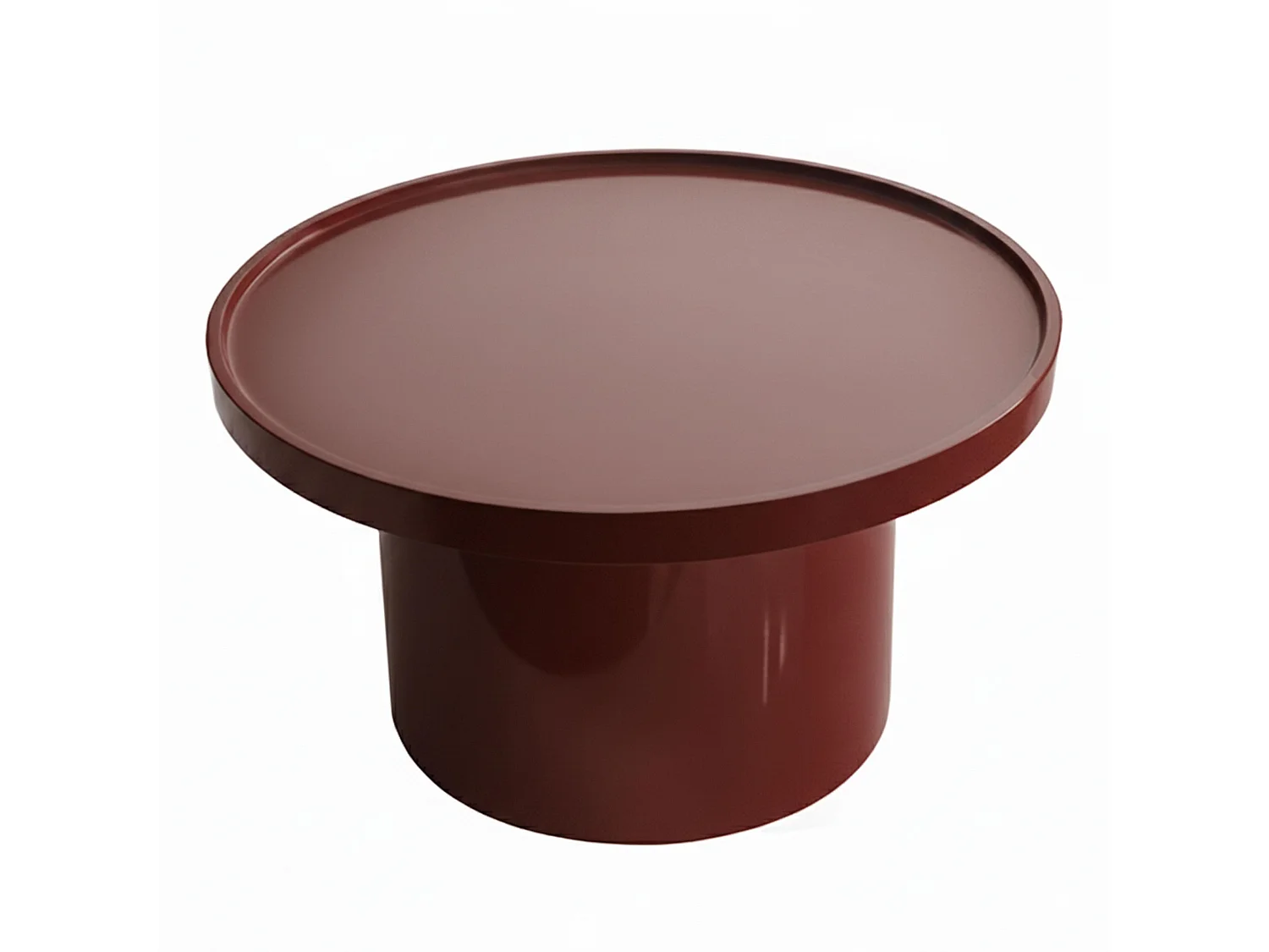 Table basse ronde 70 cm en MDF effet laqué bordeaux