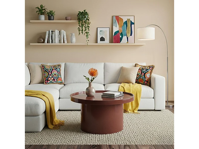 Ronde salontafel 70 cm in bordeauxrood gelakt MDF