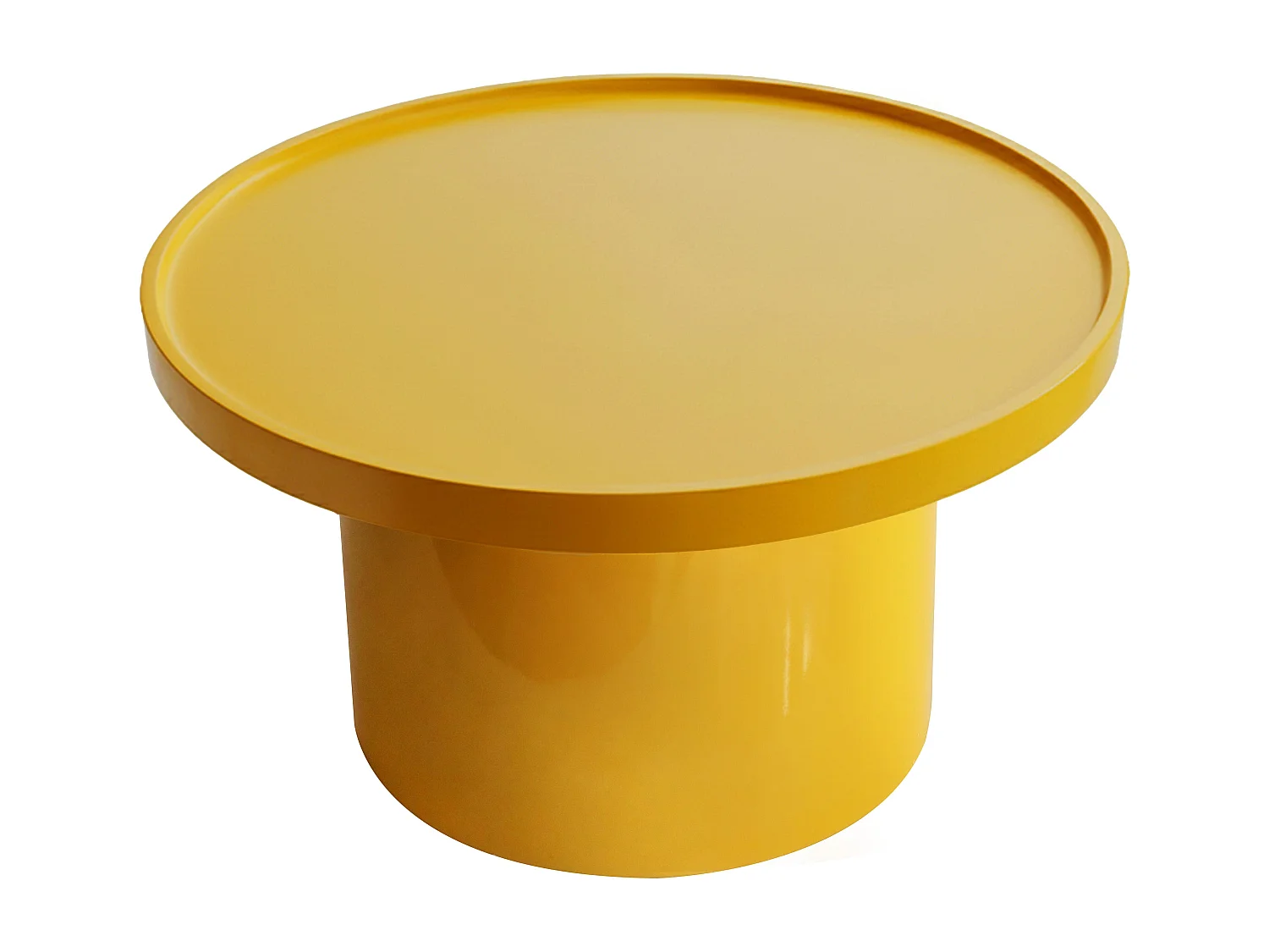 Table basse ronde 70 cm en MDF effet laqué jaune