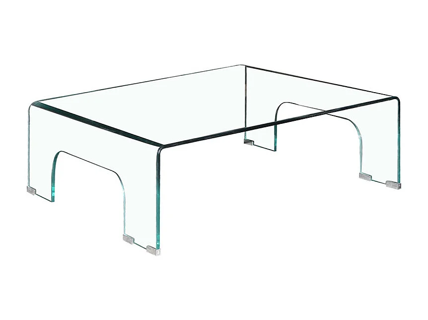 Table basse carrée 90 x 90 cm avec pieds arqués en verre trempé - ICE