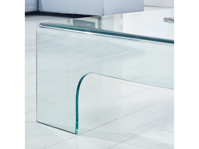 Table basse carrée 90 x 90 cm avec pieds arqués en verre trempé - ICE