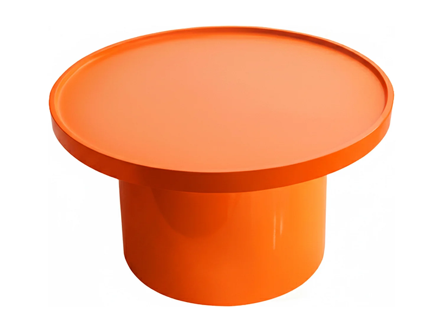 Table basse ronde 70 cm en MDF effet laqué orange