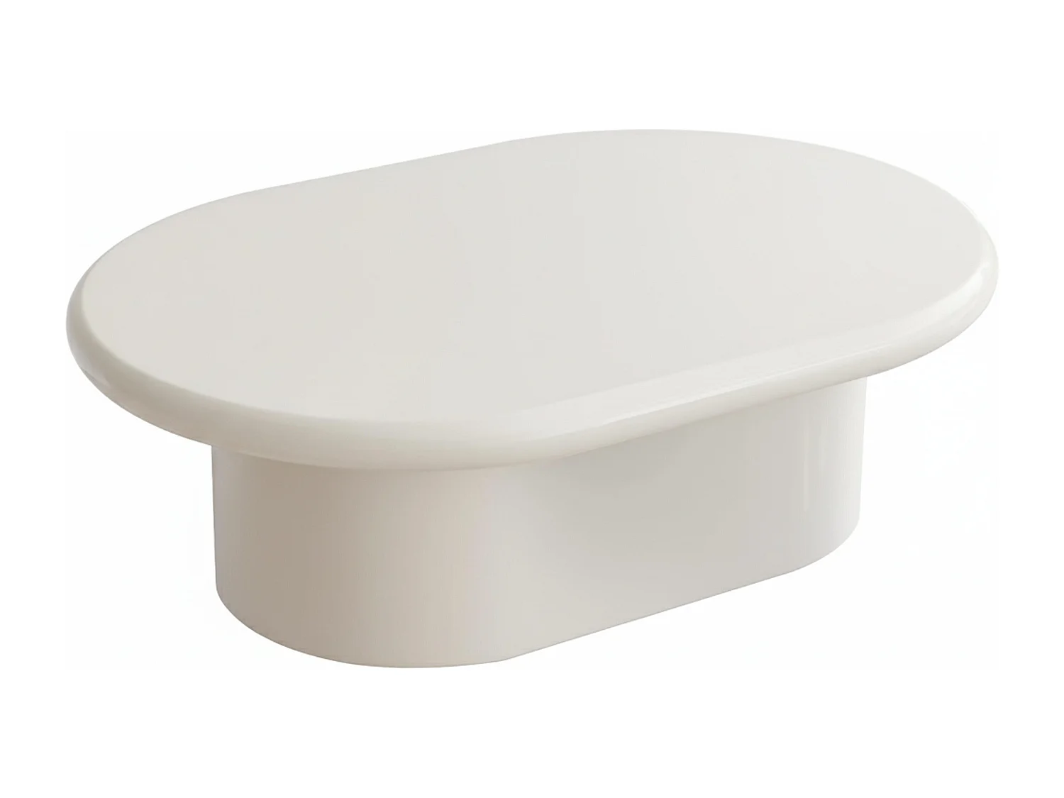 Table basse ovale 100 x 70 cm en MDF effet laqué blanc