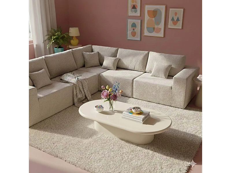 Ovale salontafel 100 x 70 cm in wit gelakt MDF