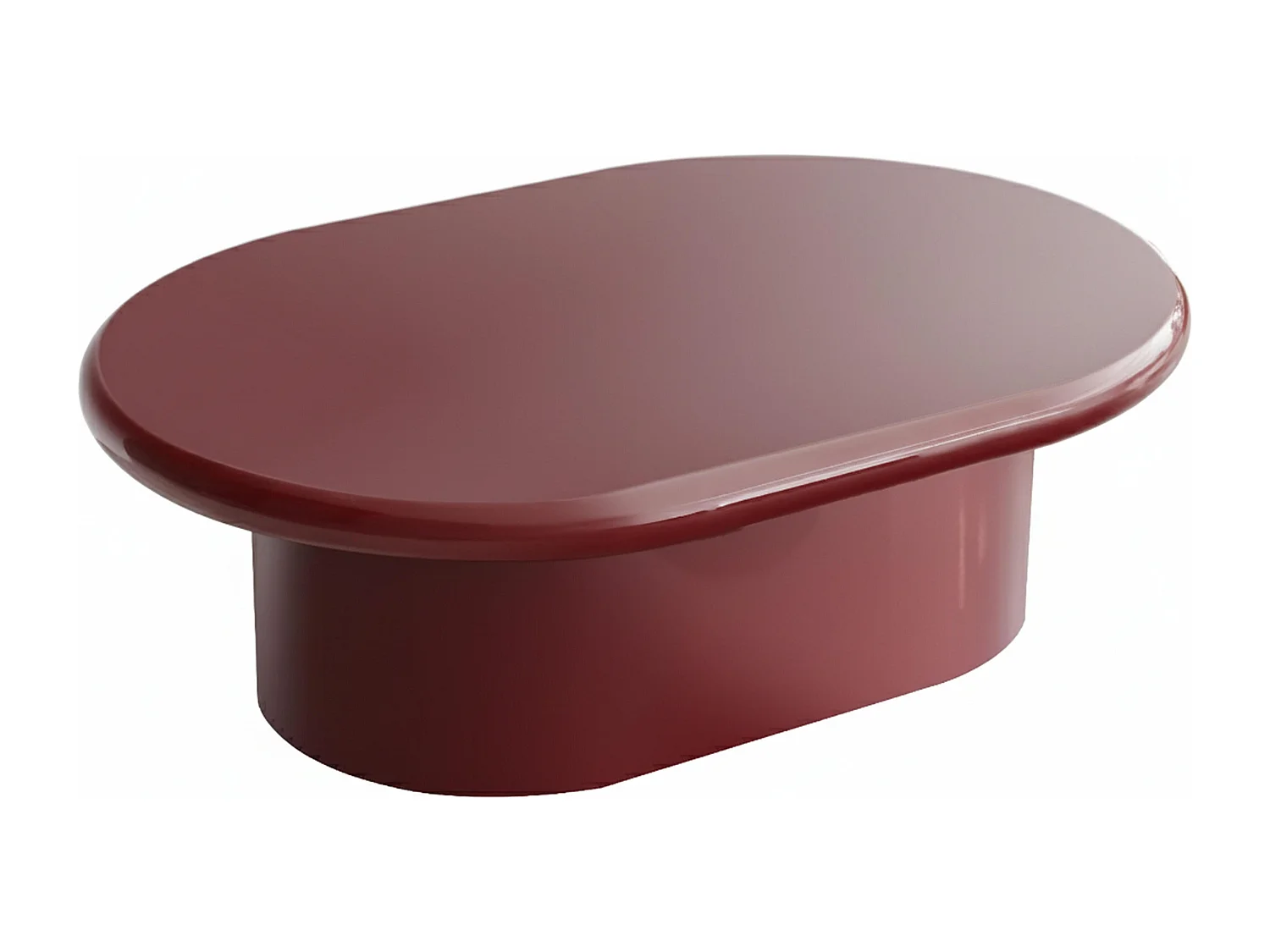 Ovale salontafel 100 x 70 cm in bordeauxrood gelakt MDF