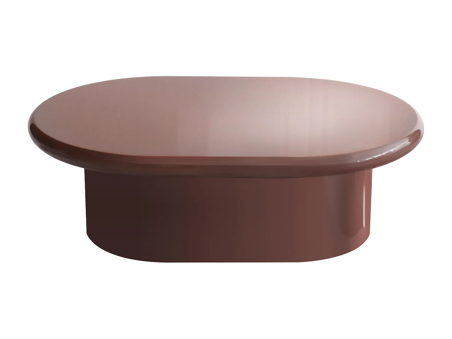 Ovale salontafel 100 x 70 cm in bordeauxrood gelakt MDF