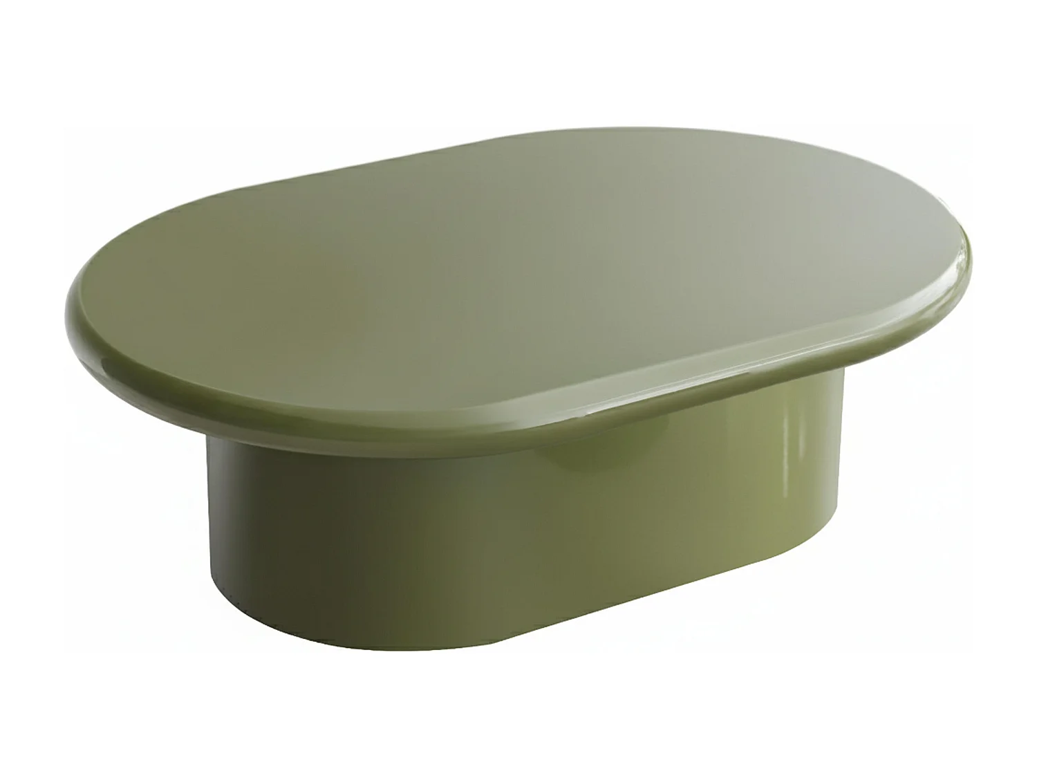 Ovale salontafel 100 x 70 cm in olijfgroen gelakt MDF