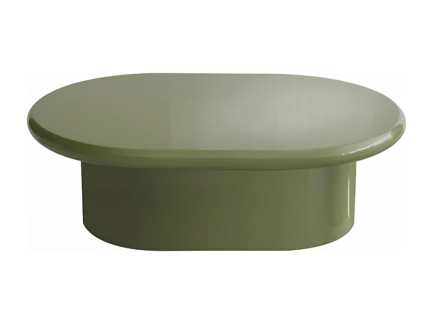 Ovale salontafel 100 x 70 cm in olijfgroen gelakt MDF