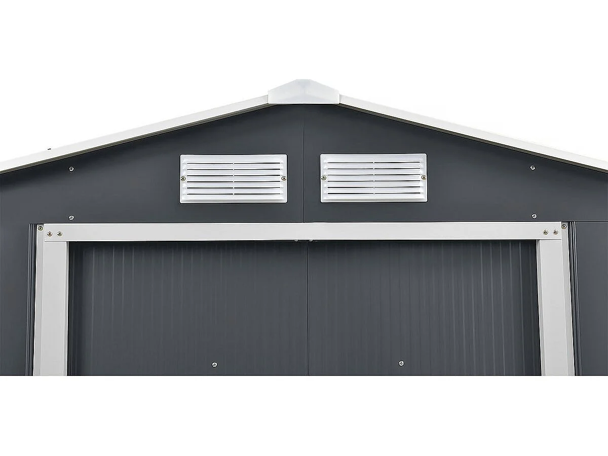 Abri de jardin en métal "Vegas" 5.29 m² avec gouttière - Gris