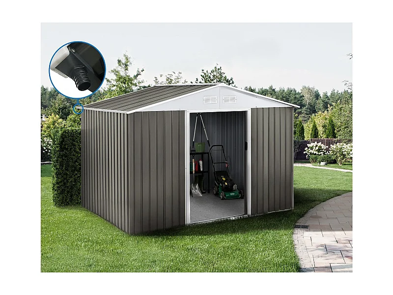 Abrigo de jardim metálico "Dallas" - 8,84m² com calha