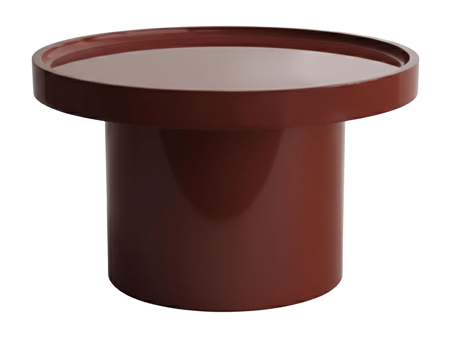 Table basse ronde 50 cm en MDF effet laqué bordeaux