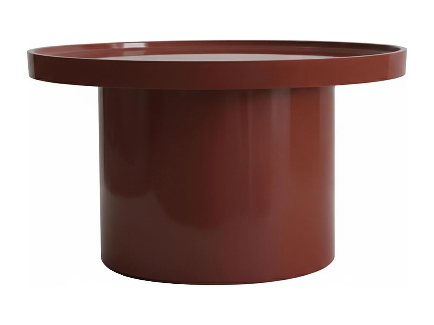 Table basse ronde 50 cm en MDF effet laqué bordeaux