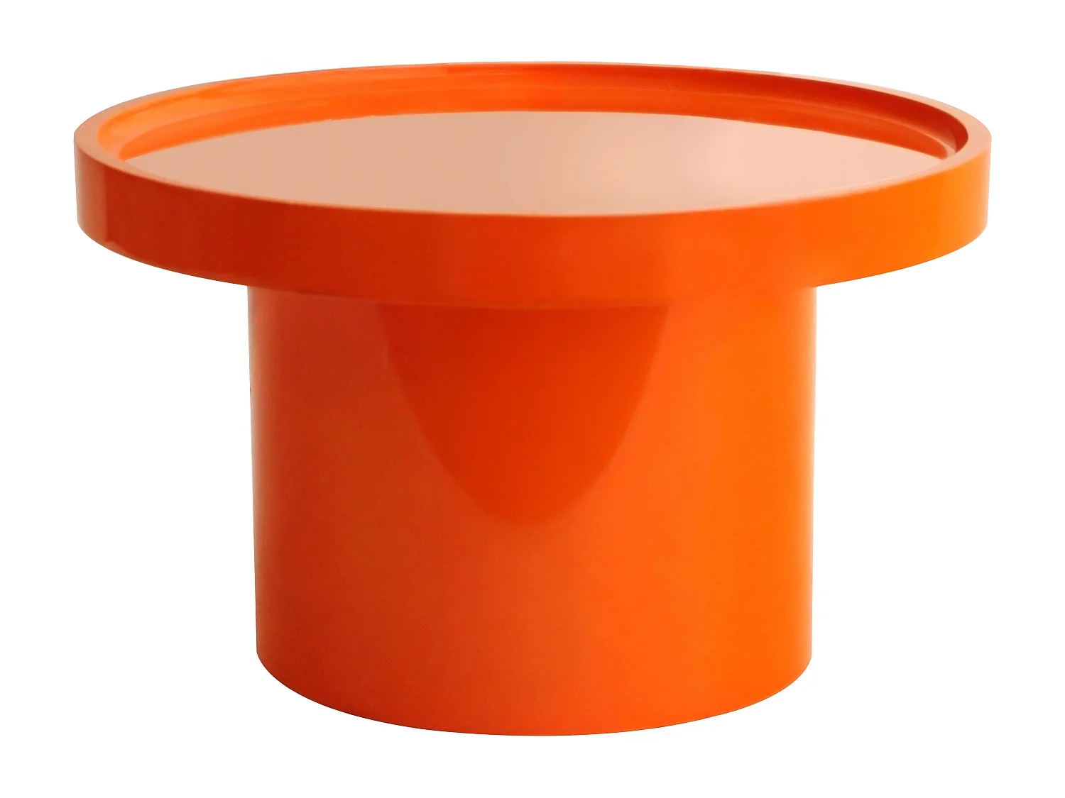 Table basse ronde 50 cm en MDF effet laqué orange