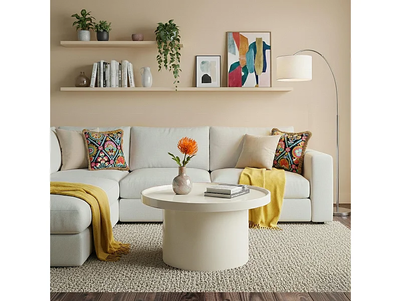 Ronde salontafel 70 cm in wit gelakt MDF