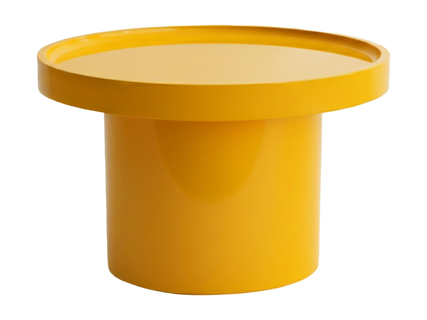 Table basse ronde 50 cm en MDF effet laqué jaune