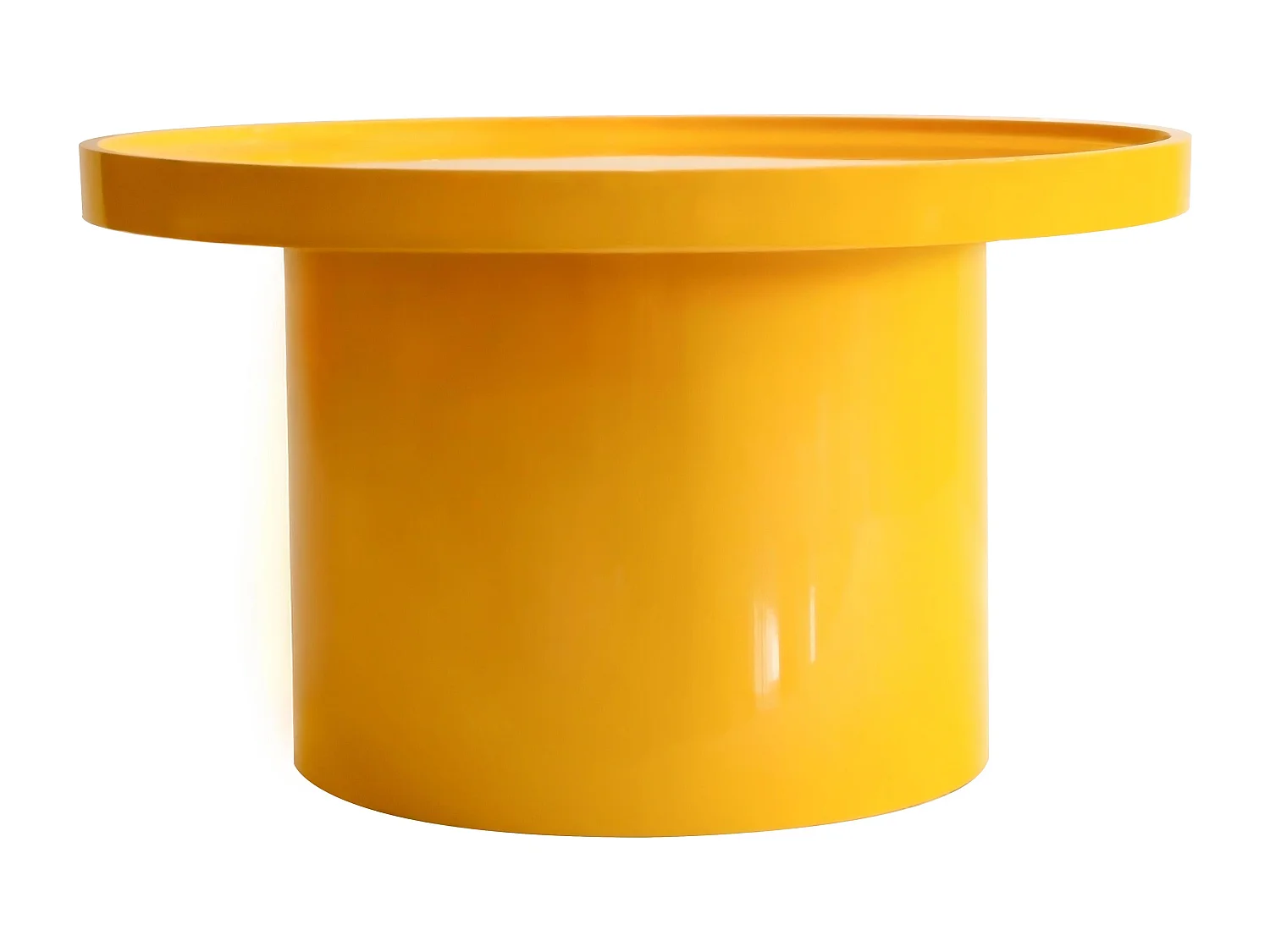 Table basse ronde 50 cm en MDF effet laqué jaune
