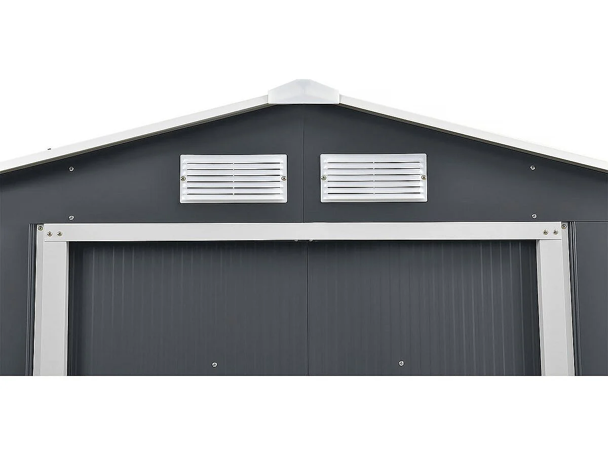 Abri de jardin métal - "Vegas" 12.98 m² avec gouttière - Gris