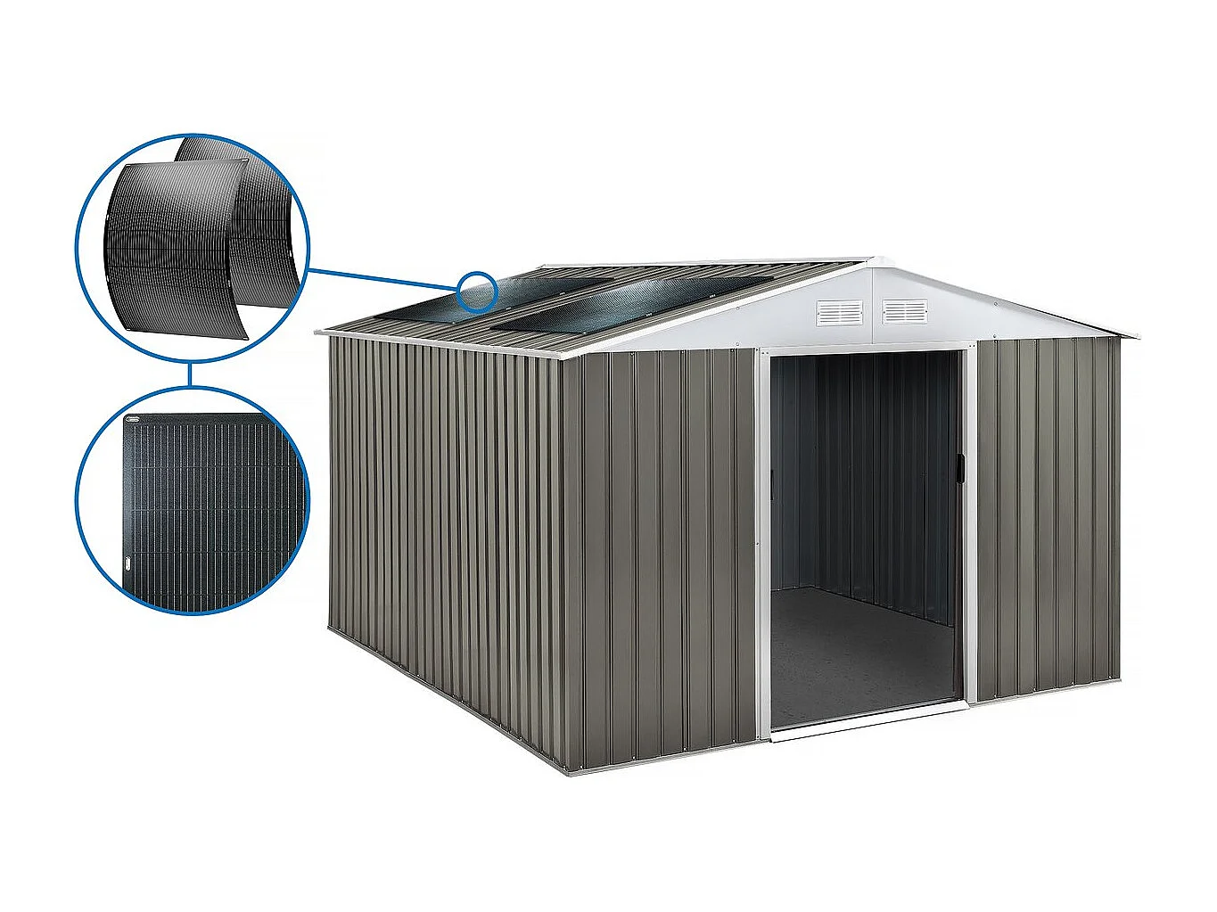 Tuinhuisje metaal "Dallas" - 15,16 m² met zonnepanelen - Taupe - grijs bruin