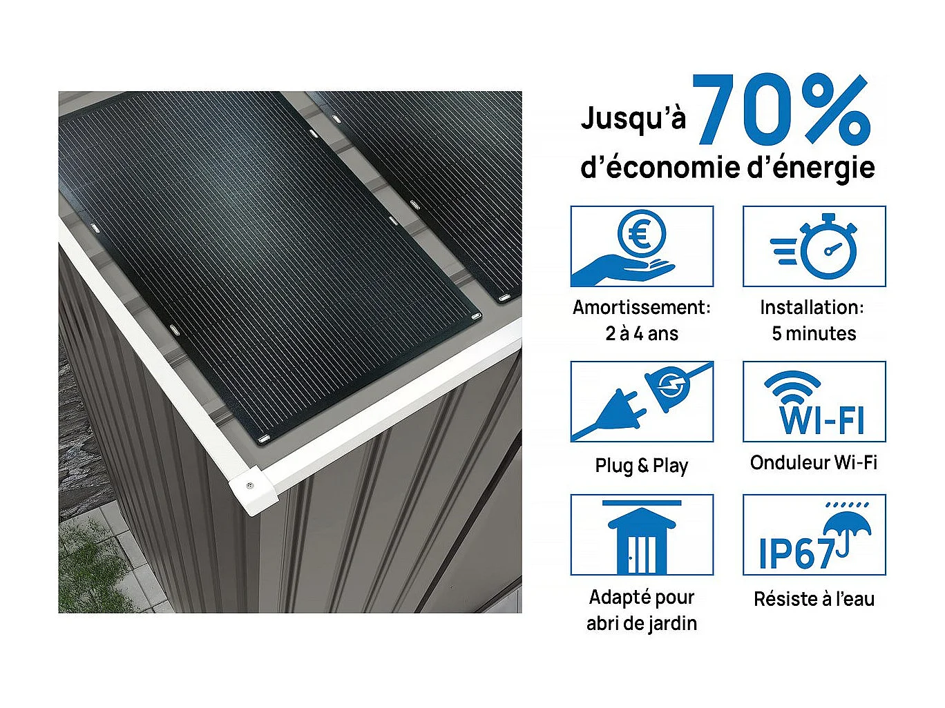 Gerätehaus aus Metall "Dallas" - 15,16 m² mit Solarpaneelen - Taupe