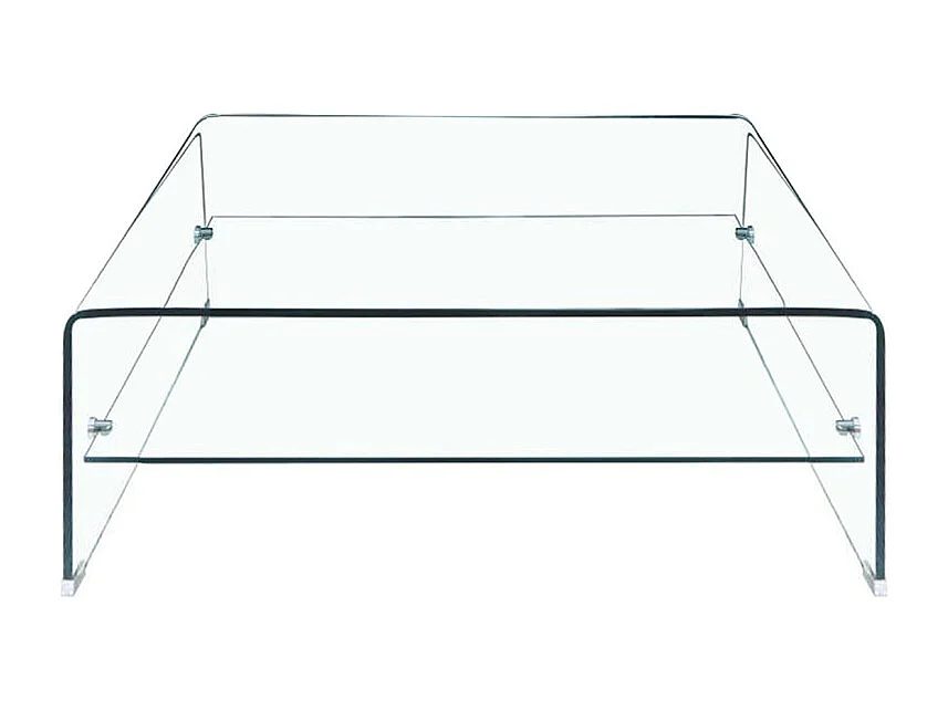 Table basse carrée 80 x 80 cm avec étagère en verre trempé - ICE
