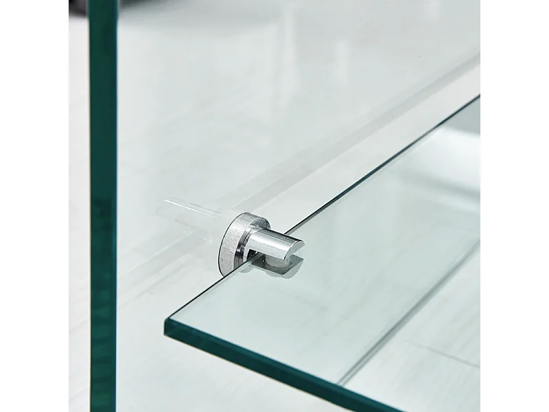 Table basse carrée 80 x 80 cm avec étagère en verre trempé - ICE