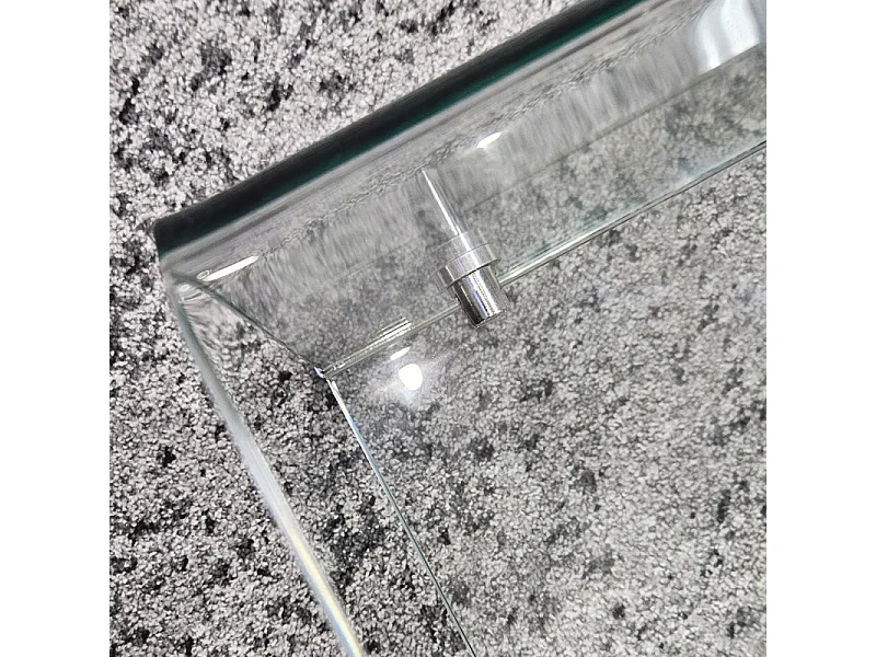 Table basse carrée 80 x 80 cm avec étagère en verre trempé - ICE