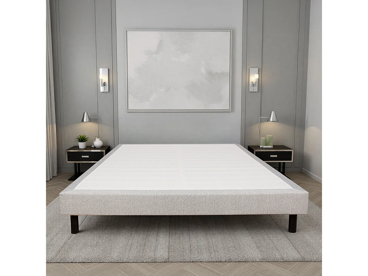 Sommier Tapissier en Kit gris Clémence 140x190 cm