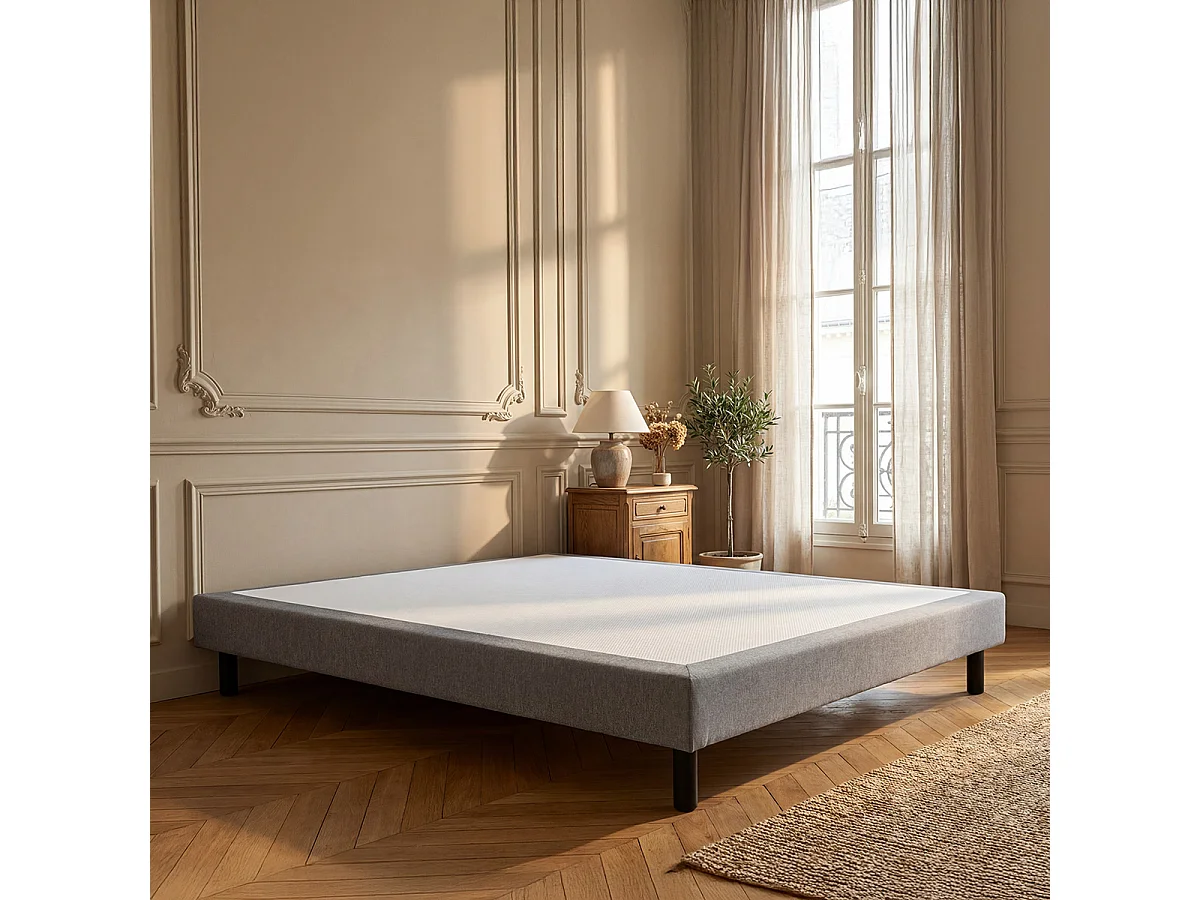 Sommier Tapissier en kit gris 140x190 cm