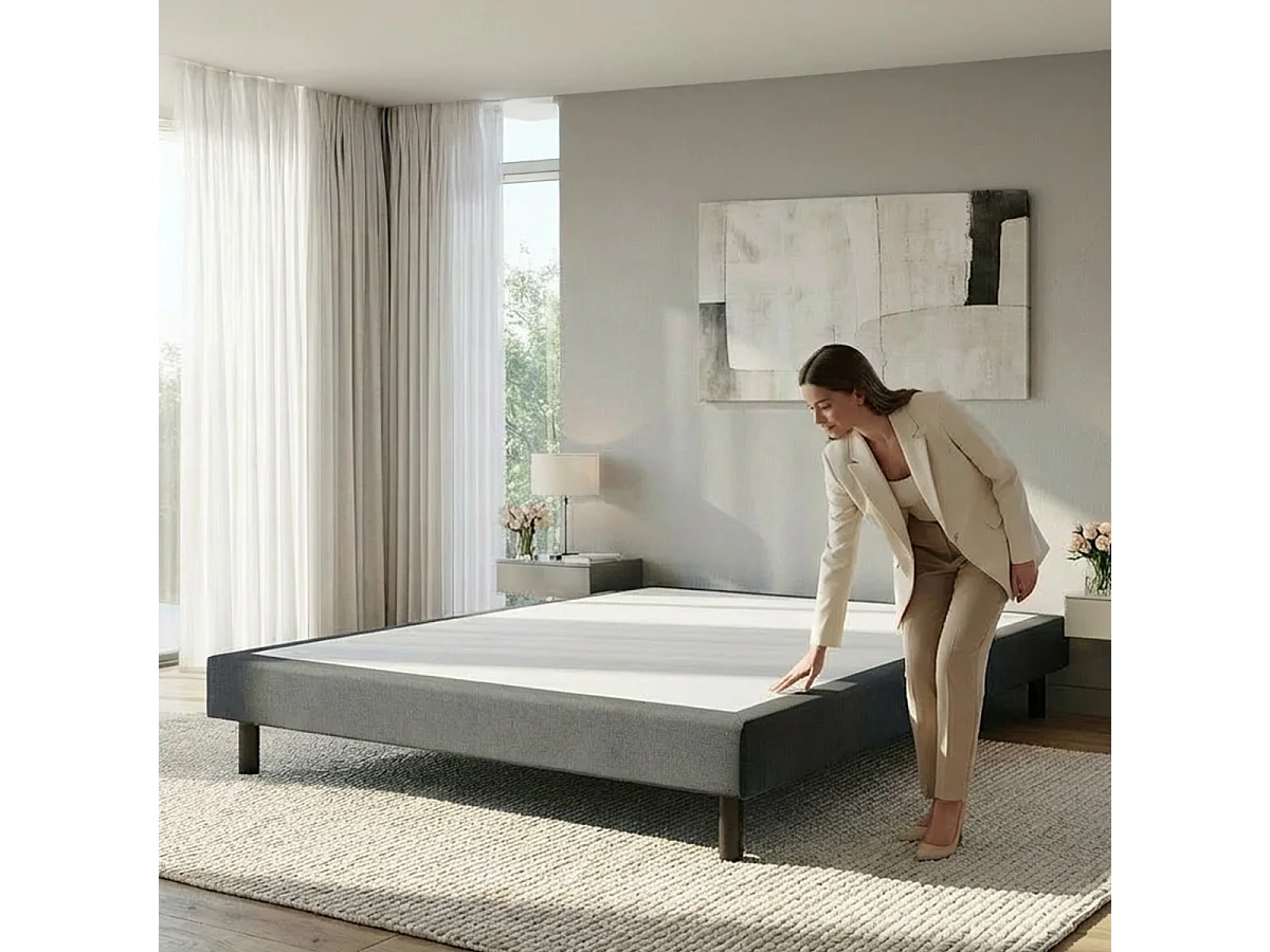 Sommier Tapissier en kit gris 180x200 cm